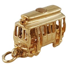 Antique 14K Yellow Gold Trolly Charm
