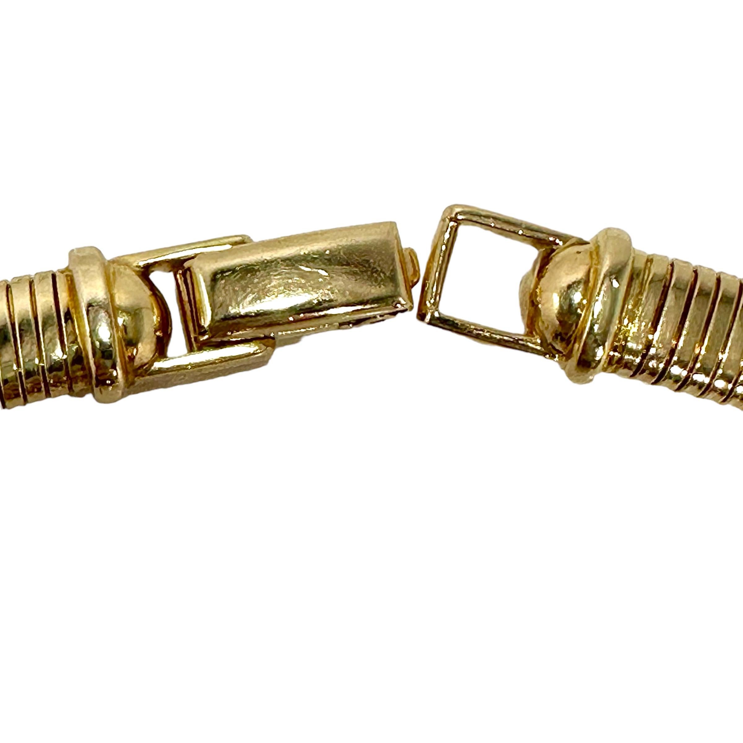 Vintage 14K Yellow Gold Tubogas Choker Necklace 5/16 inch Wide In Good Condition In Palm Beach, FL