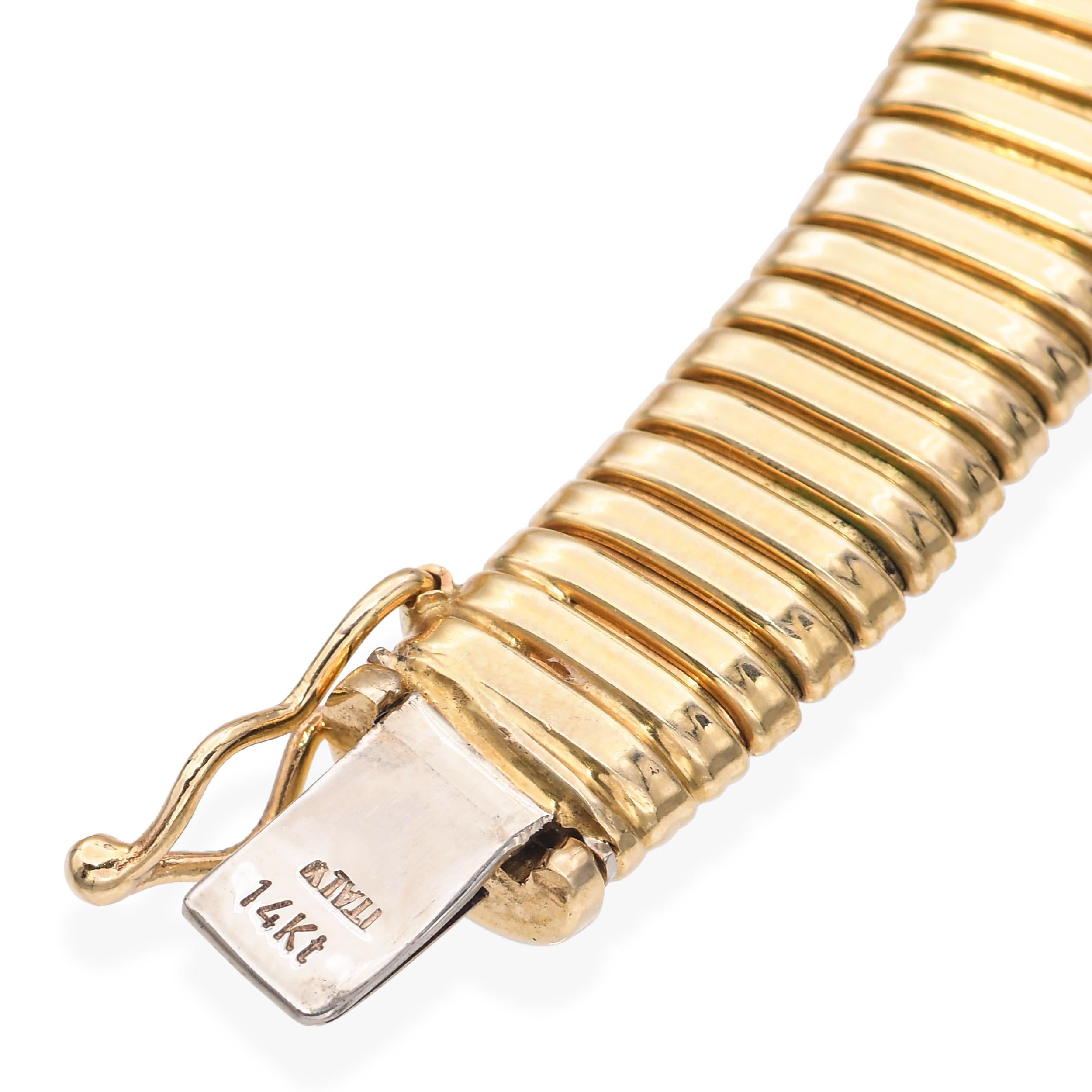 De las mujeres Collar Tubogas Graduado Oro Amarillo 14k Vintage en venta