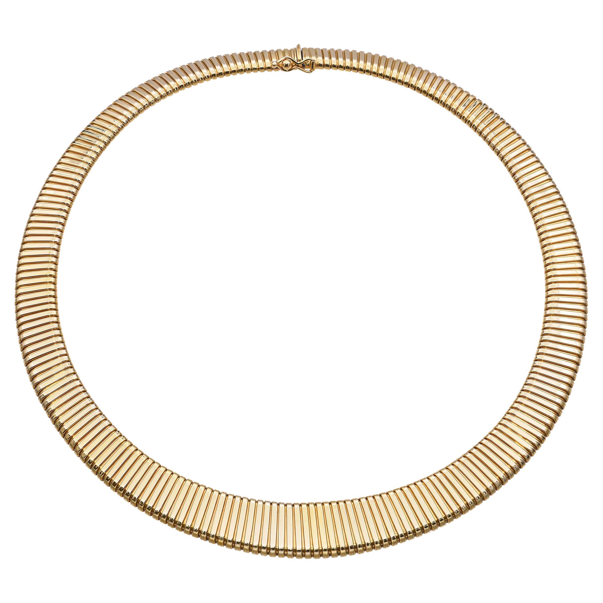 Collar Tubogas Graduado Oro Amarillo 14k Vintage en venta