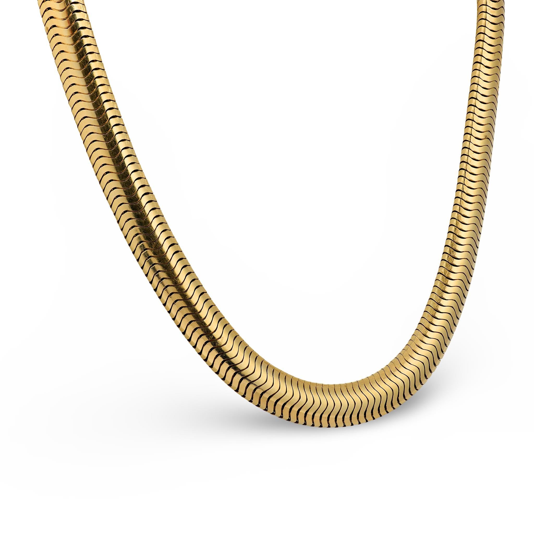 Vintage 14k yellow gold tubogas necklace (Retro) im Angebot