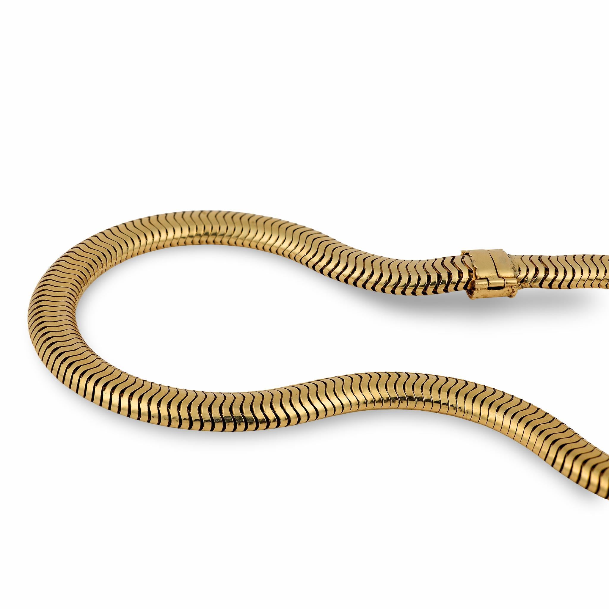 Vintage 14k yellow gold tubogas necklace im Zustand „Gut“ im Angebot in Beverly Hills, CA
