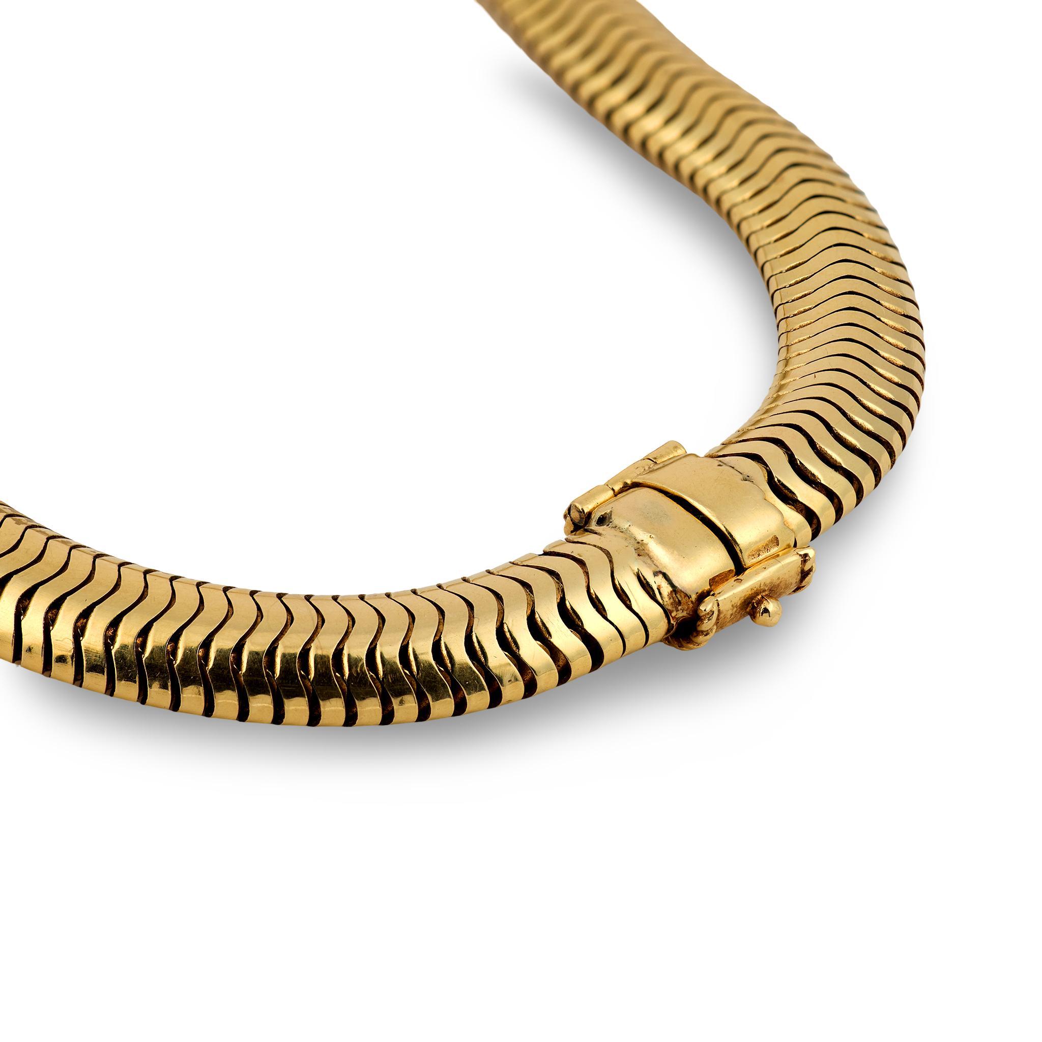 Vintage 14k yellow gold tubogas necklace im Angebot 1