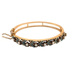 Bracciale vintage in oro giallo 14K con turchese e perle