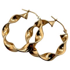 Vintage 14K Gelbgold Twist Style Hoop-Ohrringe