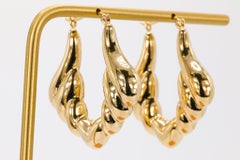 Orecchini a cerchio ritorti in oro giallo 14K vintage