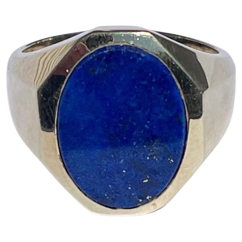 Vintage 14K Yellow Gold Unisex Deep Blue Lapis Lazuli Statement/Engagement Ring