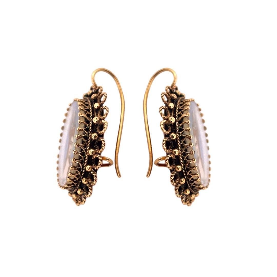 Vintage 14K Yellow Gold Victorian Lady Portrait Earrings For Sale at ...