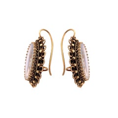Vintage 14K Yellow Gold Victorian Lady Portrait Earrings