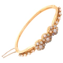 Bracciale vintage in oro giallo 14K con riproduzione vittoriana dell'opale