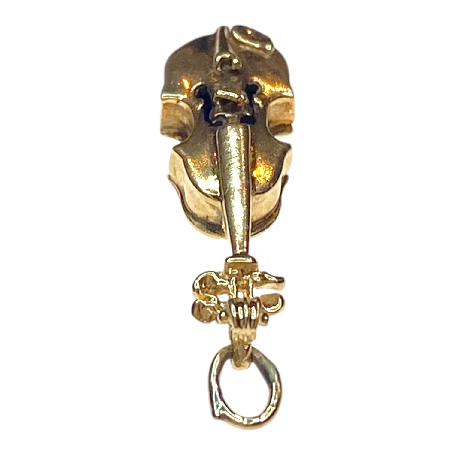 Contemporary Vintage 14K Yellow Gold Violin Charm