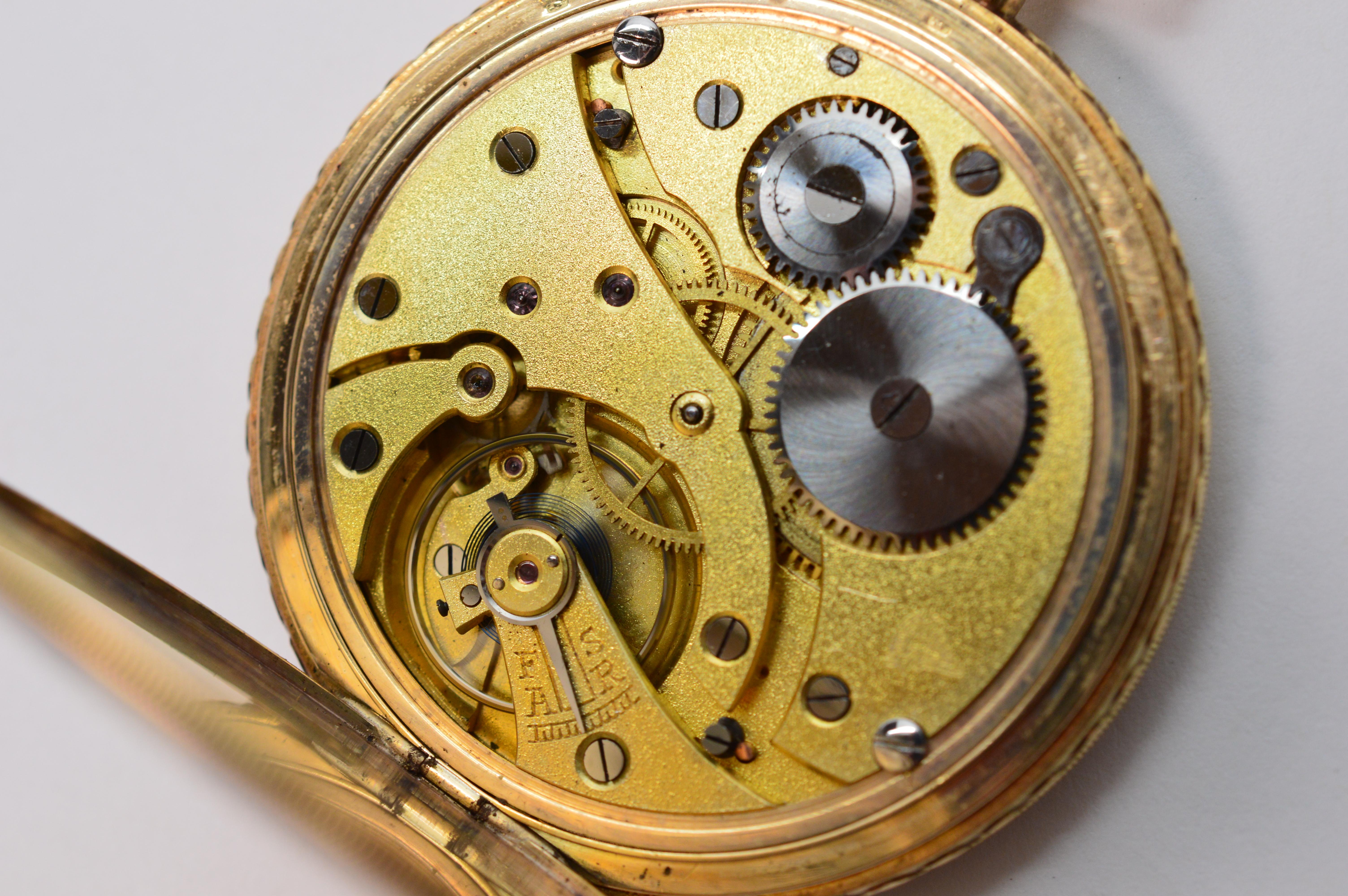 Reloj de bolsillo Vogt vintage de oro amarillo de 14 quilates en venta 7