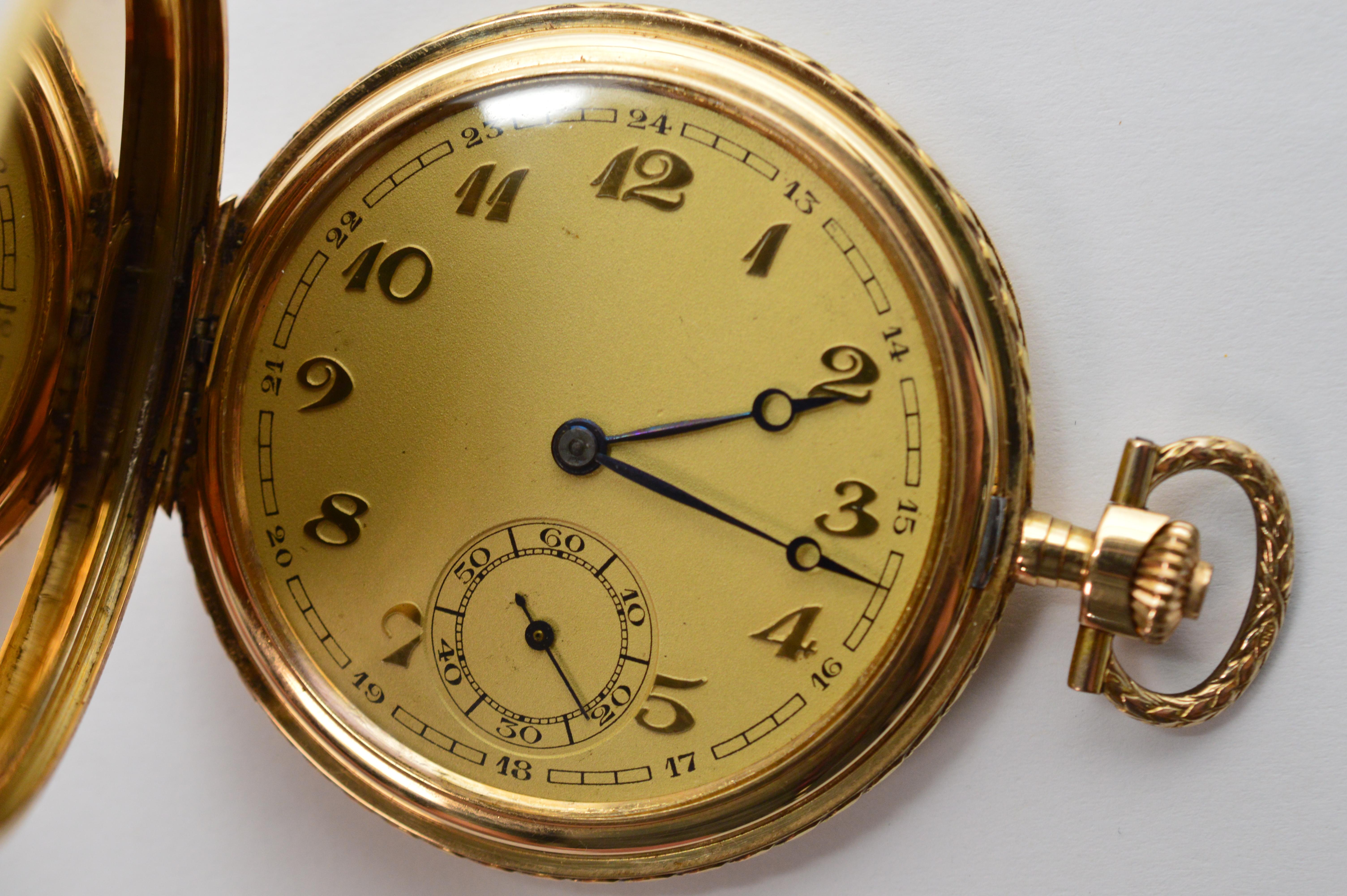 Vintage 14K Yellow Gold Vogt Pocket Watch For Sale 7