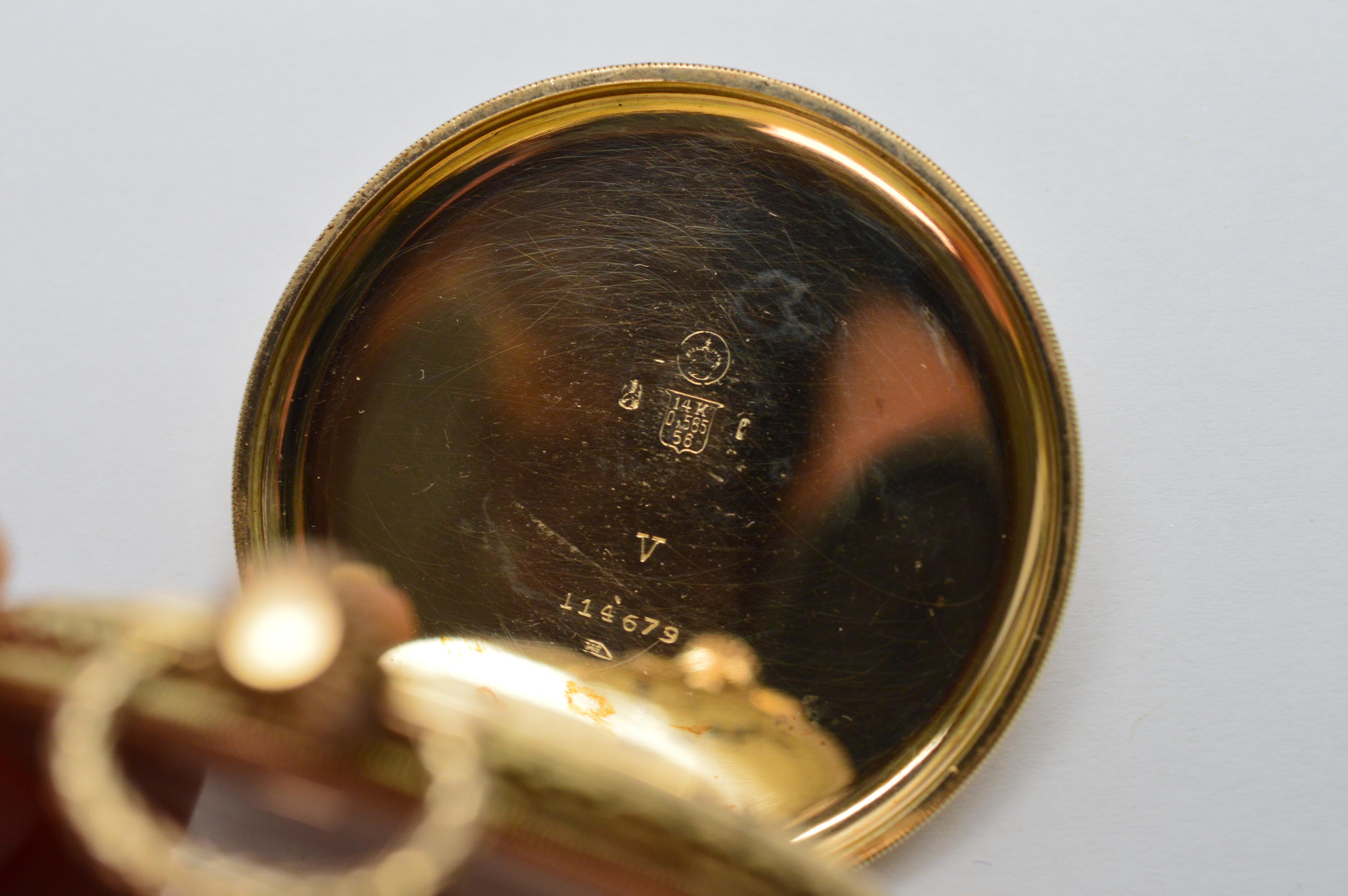 Montre de poche Vogt vintage en or jaune 14 carats Bon état - En vente à Mount Kisco, NY