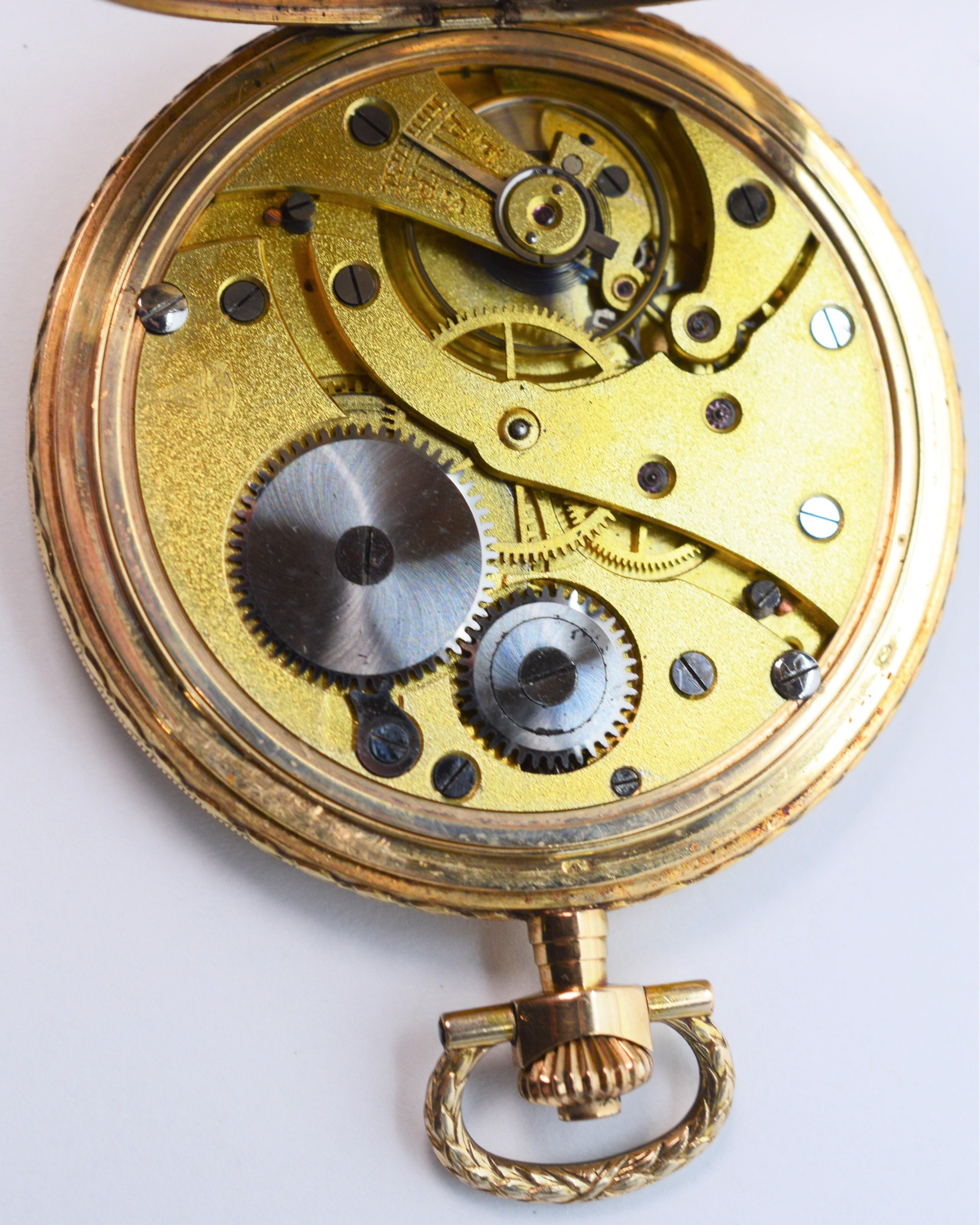 Montre de poche Vogt vintage en or jaune 14 carats en vente 1