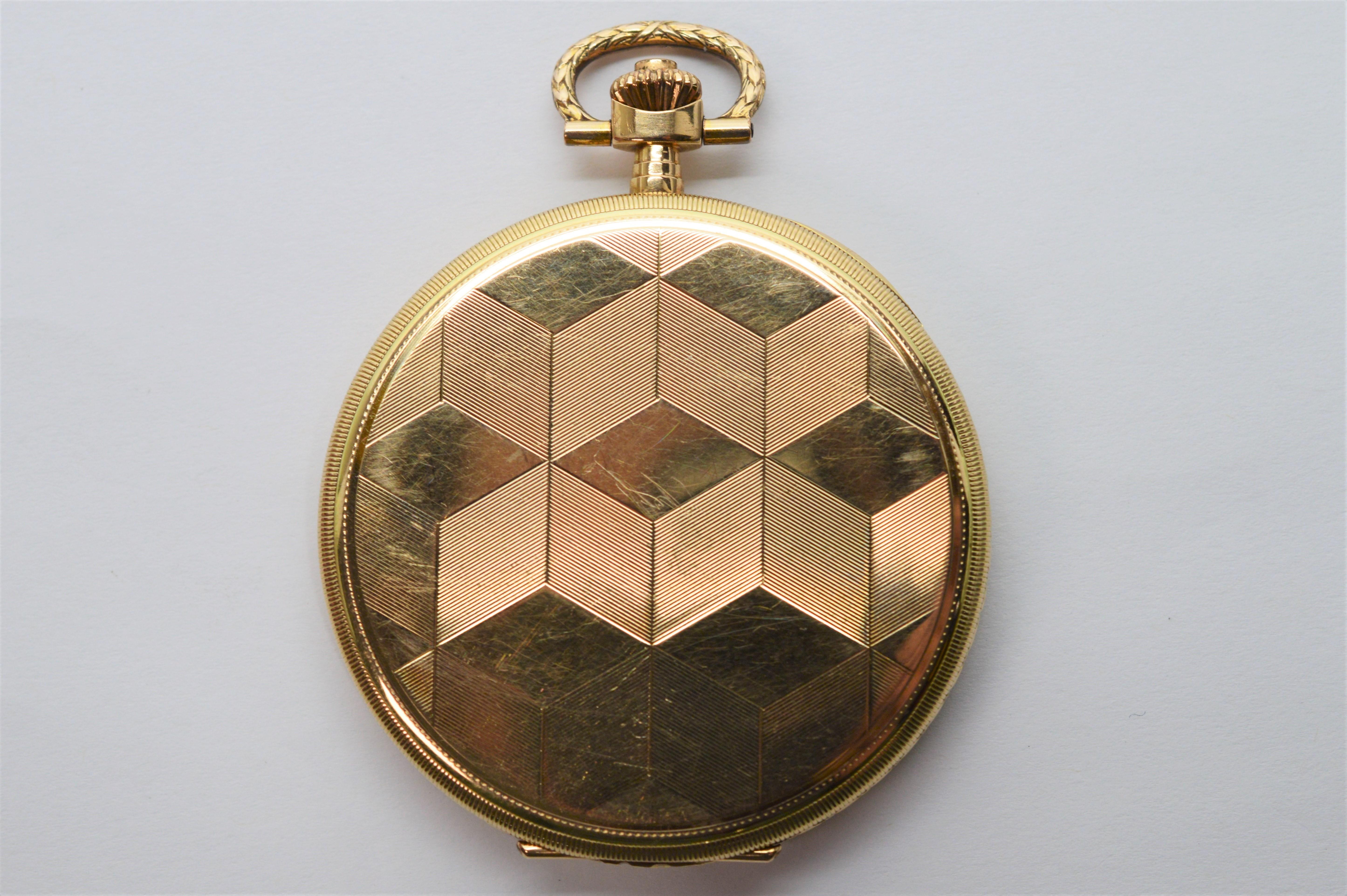 Vintage 14K Yellow Gold Vogt Pocket Watch In Good Condition For Sale In Mount Kisco, NY