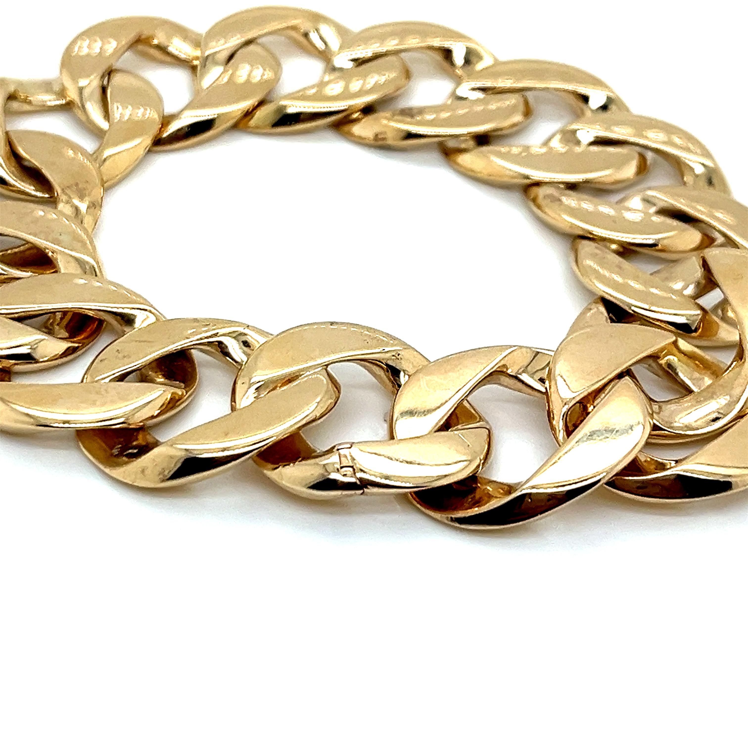 Femenino o masculino Pulsera Cable Ancho Oro Amarillo 14k Vintage en venta