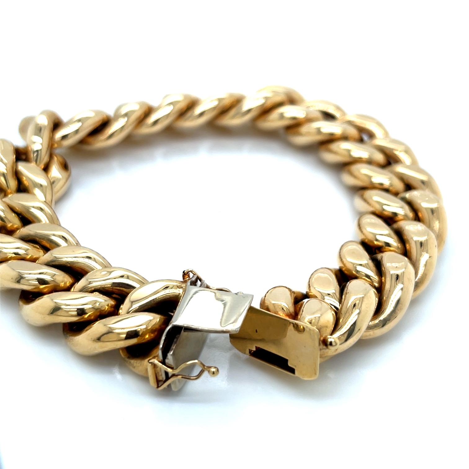 Vintage 14k Yellow Gold Wide Cable Link Bracelet en vente 1