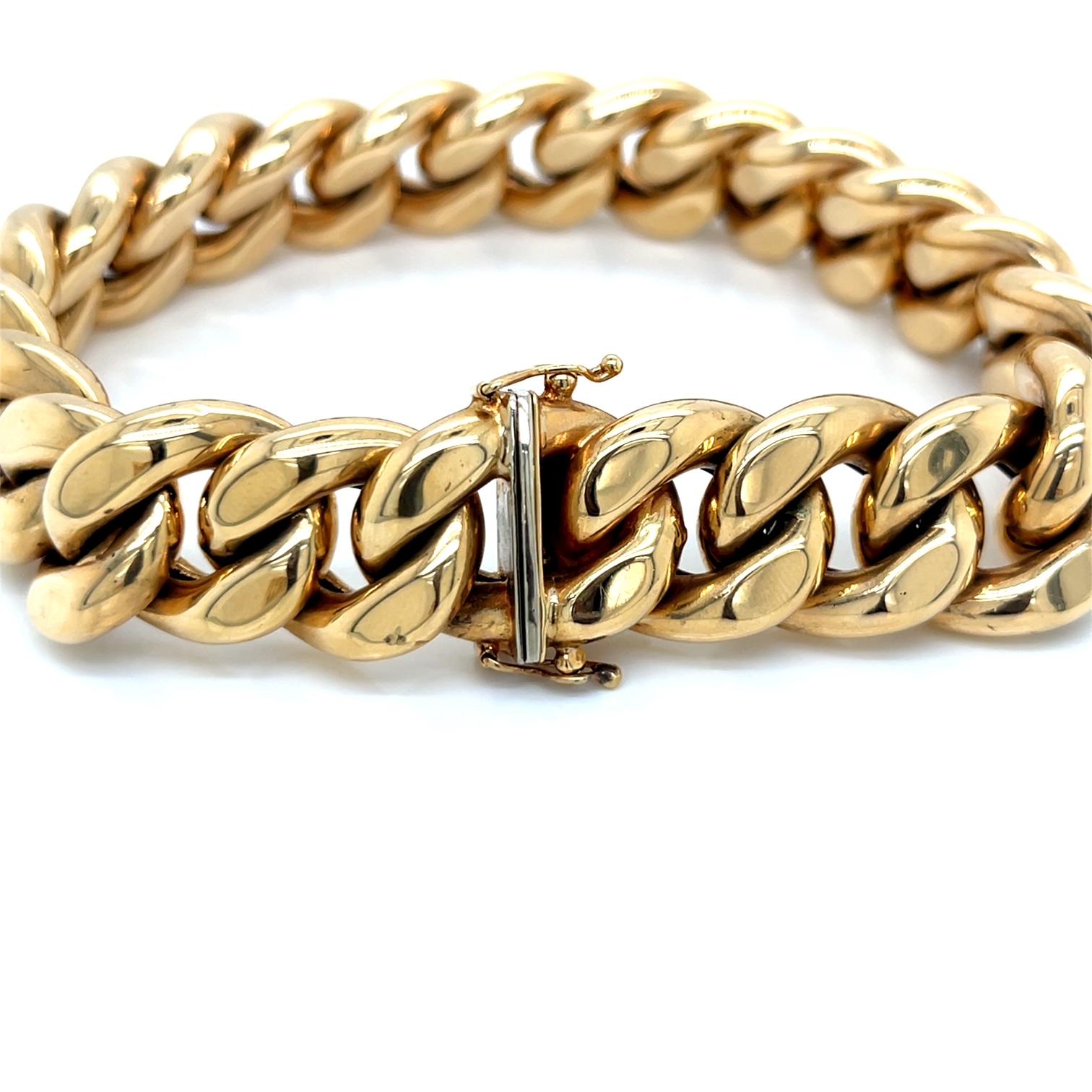 Vintage 14k Yellow Gold Wide Cable Link Bracelet en vente 2