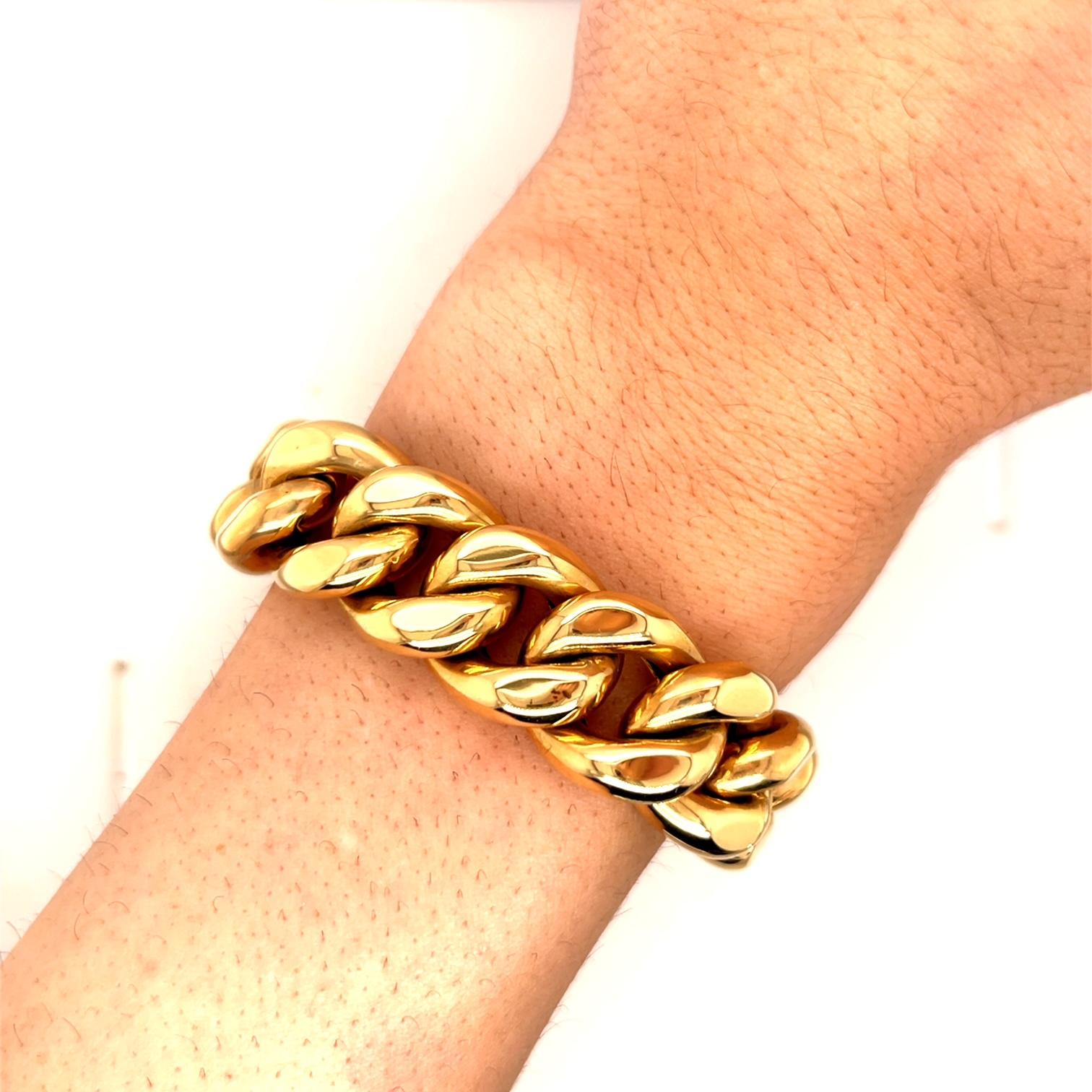 Vintage 14k Yellow Gold Wide Cable Link Bracelet en vente 3