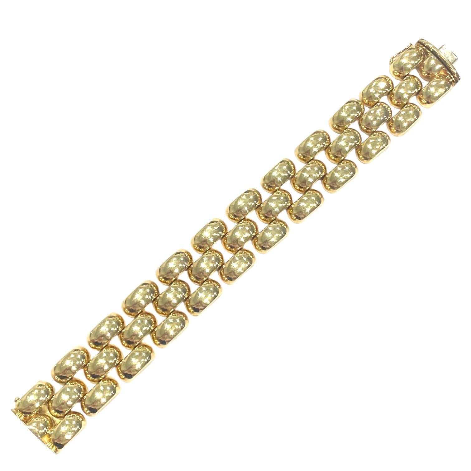 Donna Bracciale d'epoca a maglie larghe in oro giallo 14K in vendita