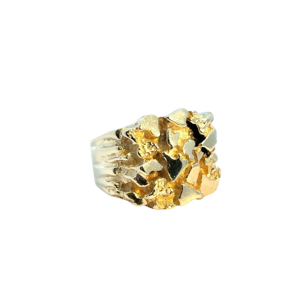 Vintage 14k Yellow Gold Wide Nugget Ring For Sale 5