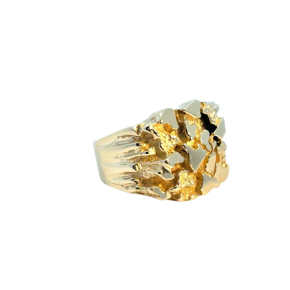 Vintage 14k Yellow Gold Wide Nugget Ring For Sale 6