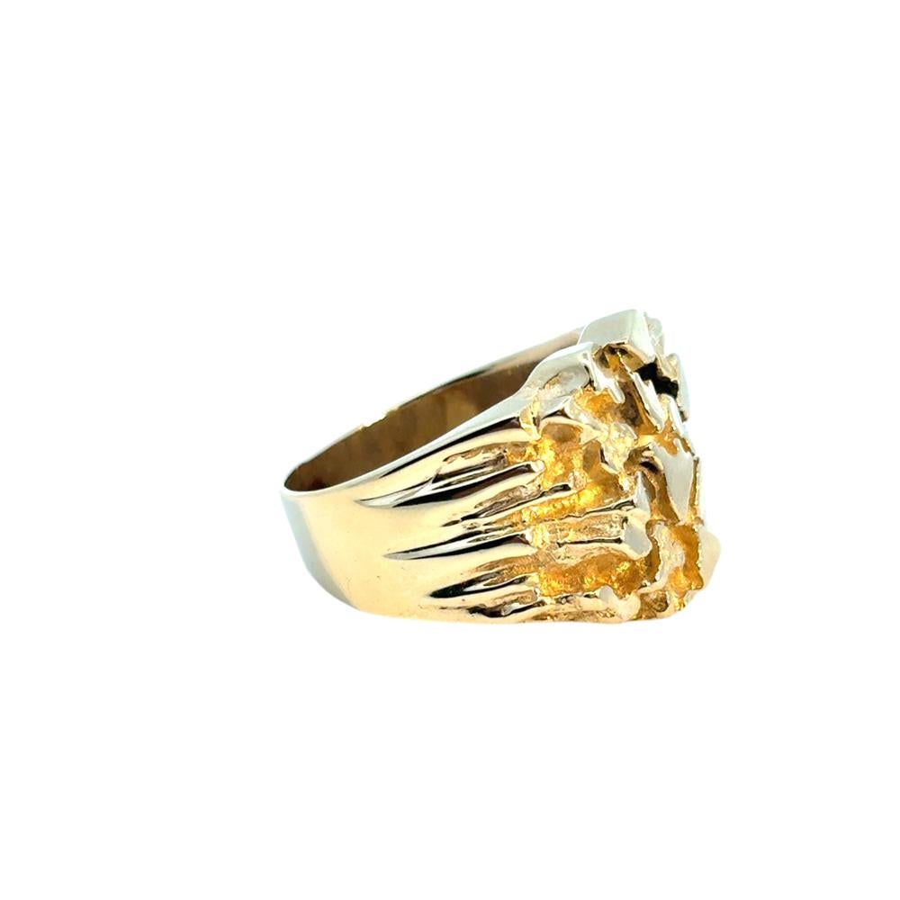 Vintage 14k Yellow Gold Wide Nugget Ring For Sale 8