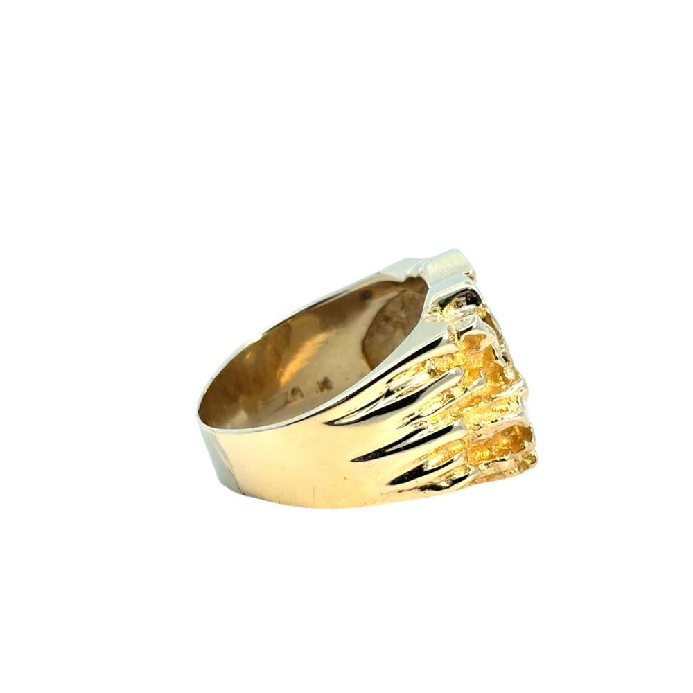 Vintage 14k Yellow Gold Wide Nugget Ring For Sale 9