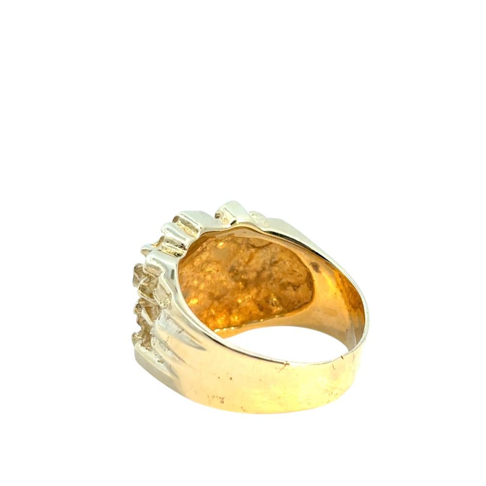Vintage 14k Yellow Gold Wide Nugget Ring For Sale 10