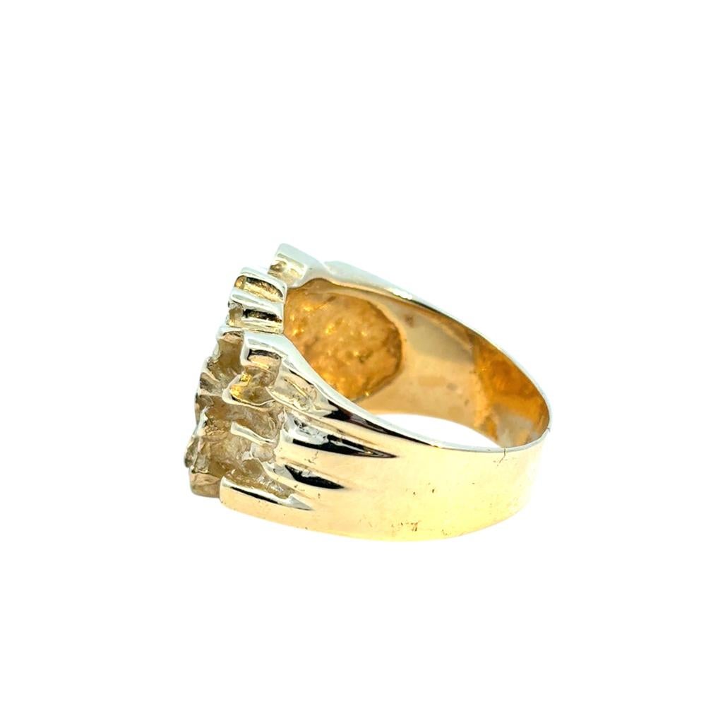 Vintage 14k Yellow Gold Wide Nugget Ring For Sale 11
