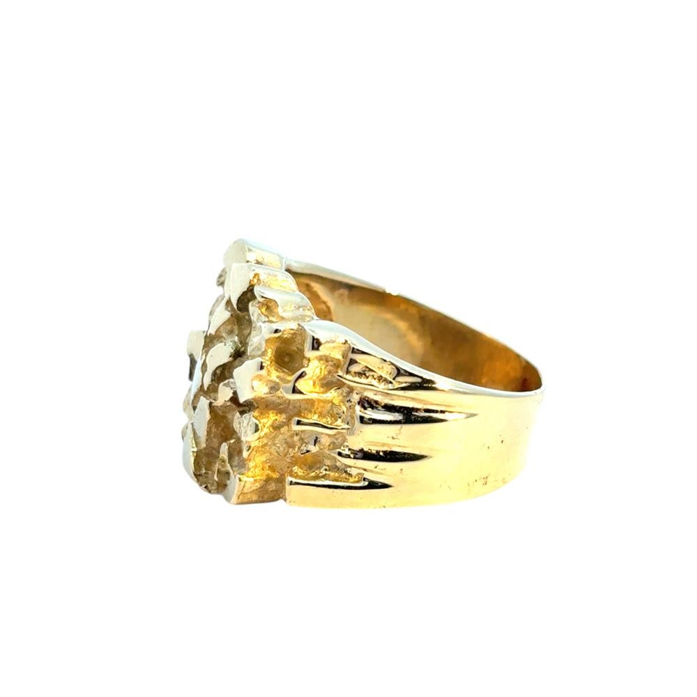 Vintage 14k Yellow Gold Wide Nugget Ring For Sale 12