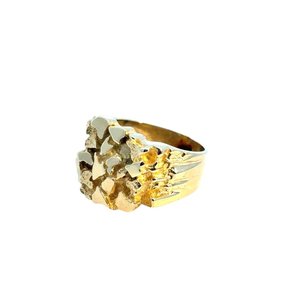 Vintage 14k Yellow Gold Wide Nugget Ring For Sale 13
