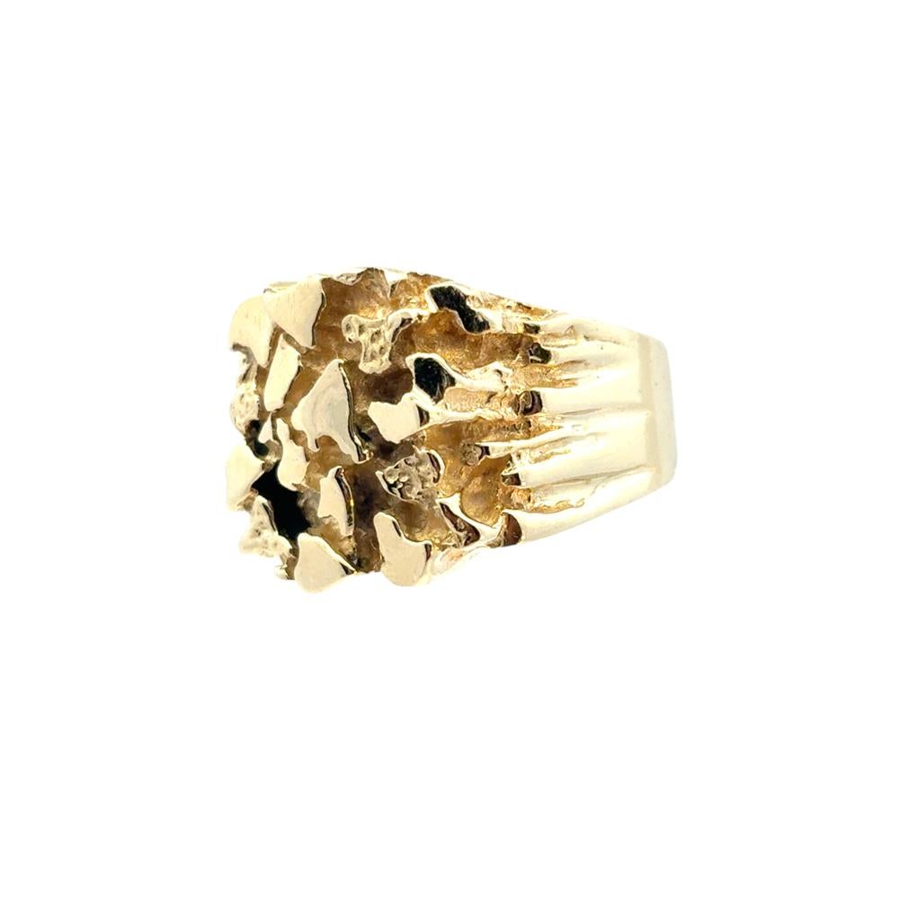 Vintage 14k Yellow Gold Wide Nugget Ring For Sale 1