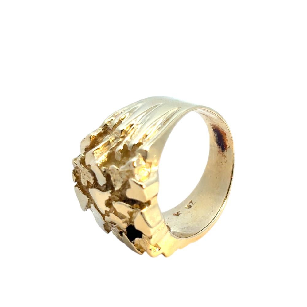 Vintage 14k Yellow Gold Wide Nugget Ring For Sale 2