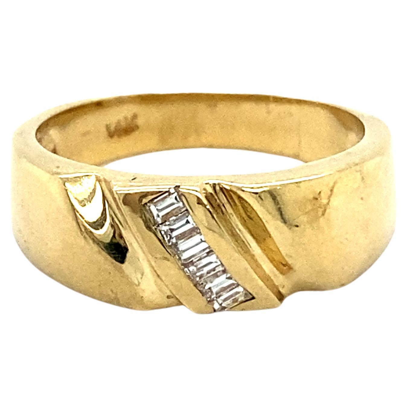 Vintage Diamond White Gold Wide Band For Sale at 1stDibs