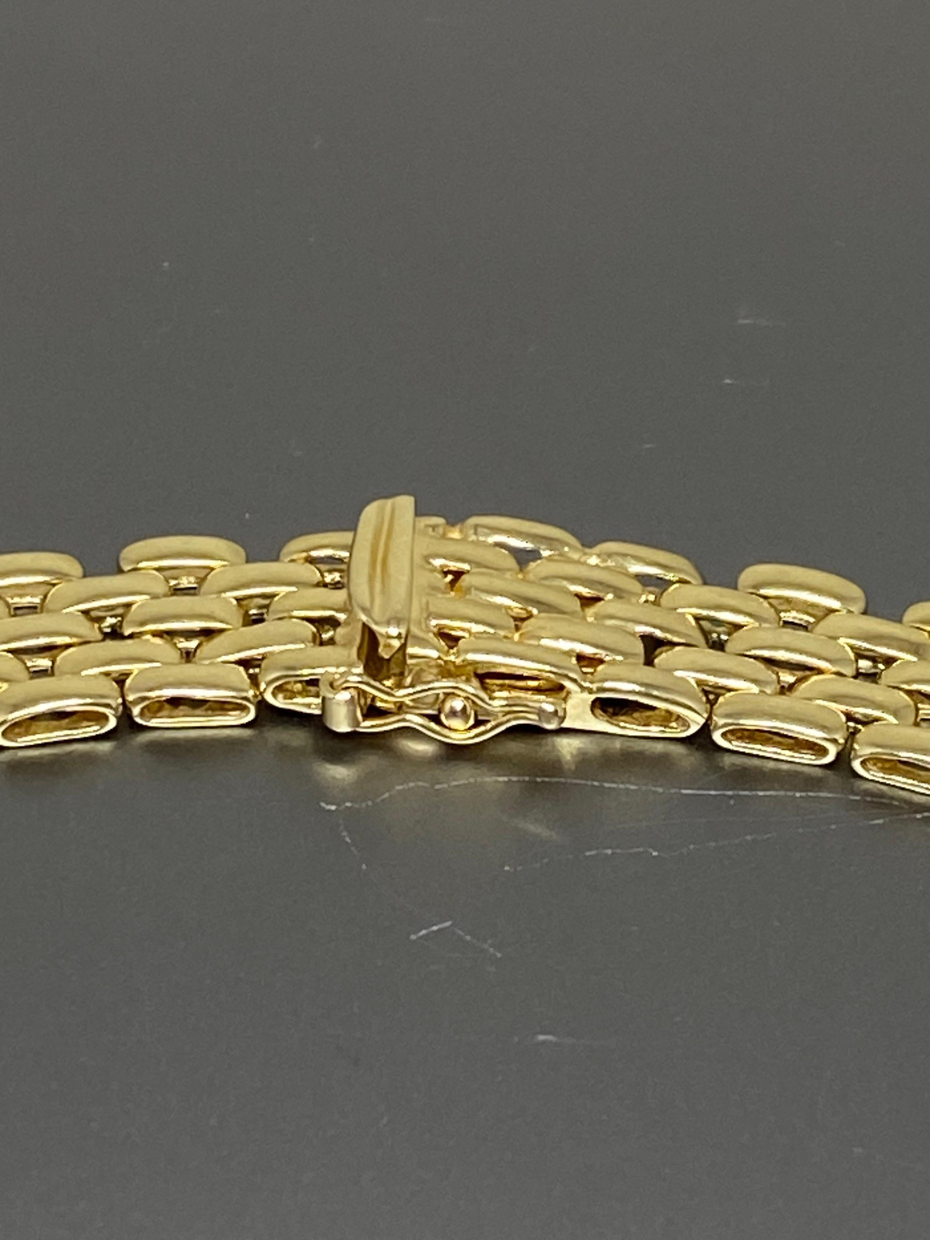Vintage 14k Yellow Gold Woven Panther Link & Diamond Station Necklace  For Sale 4