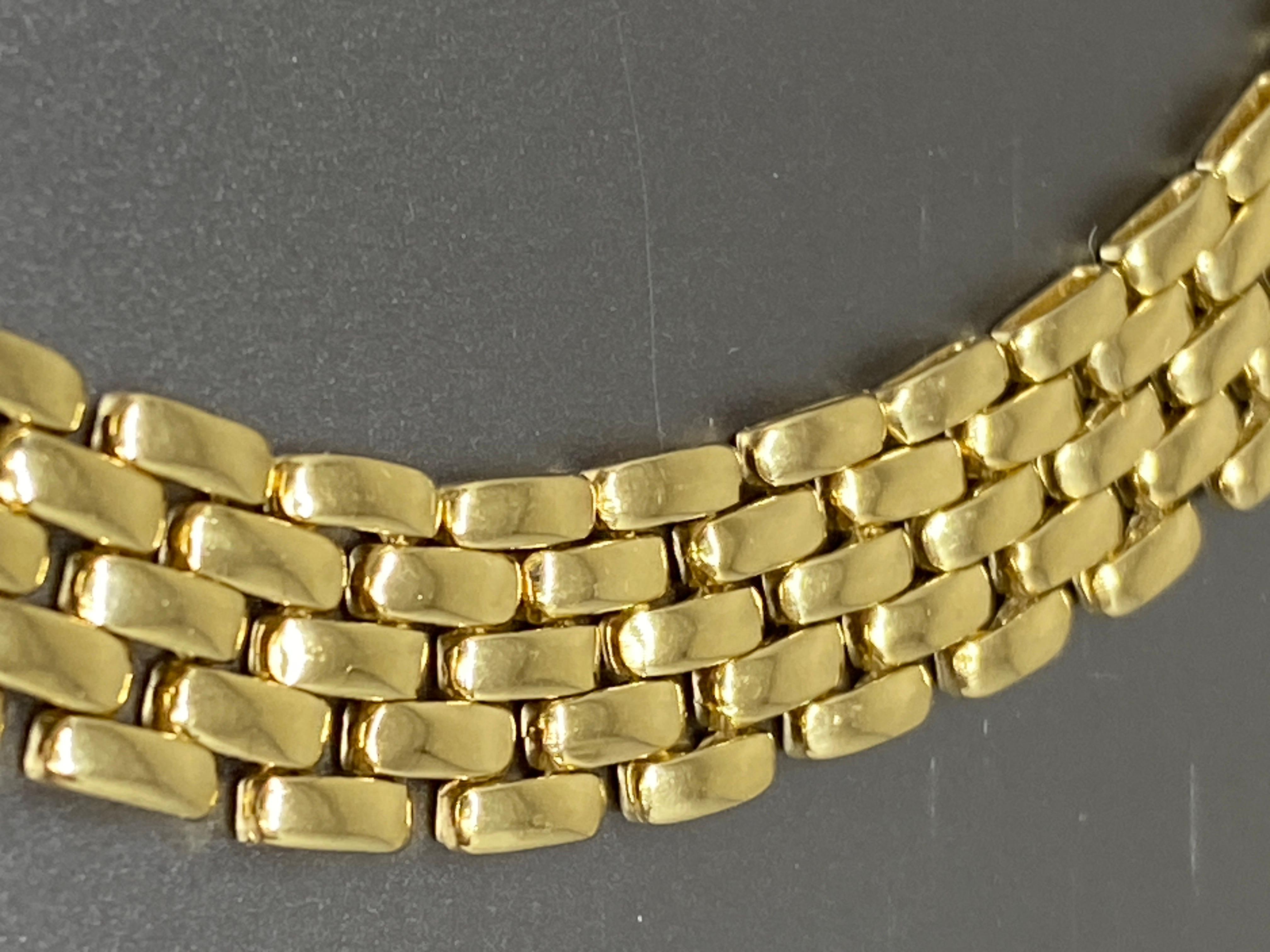 Vintage 14k Yellow Gold Woven Panther Link & Diamond Station Necklace  For Sale 6