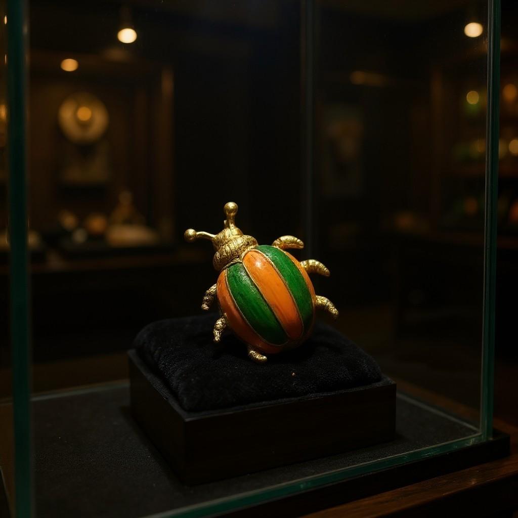 Vintage 14K Yellow Gold Yellow & Greene Greene Beetle Brooch en vente 6