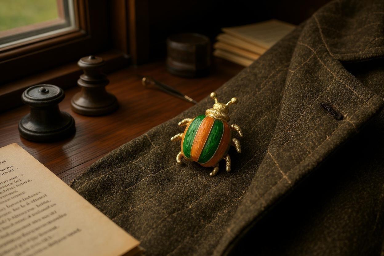 Vintage 14K Yellow Gold Yellow & Green Enamel Beetle Brooch In Good Condition For Sale In New York, NY