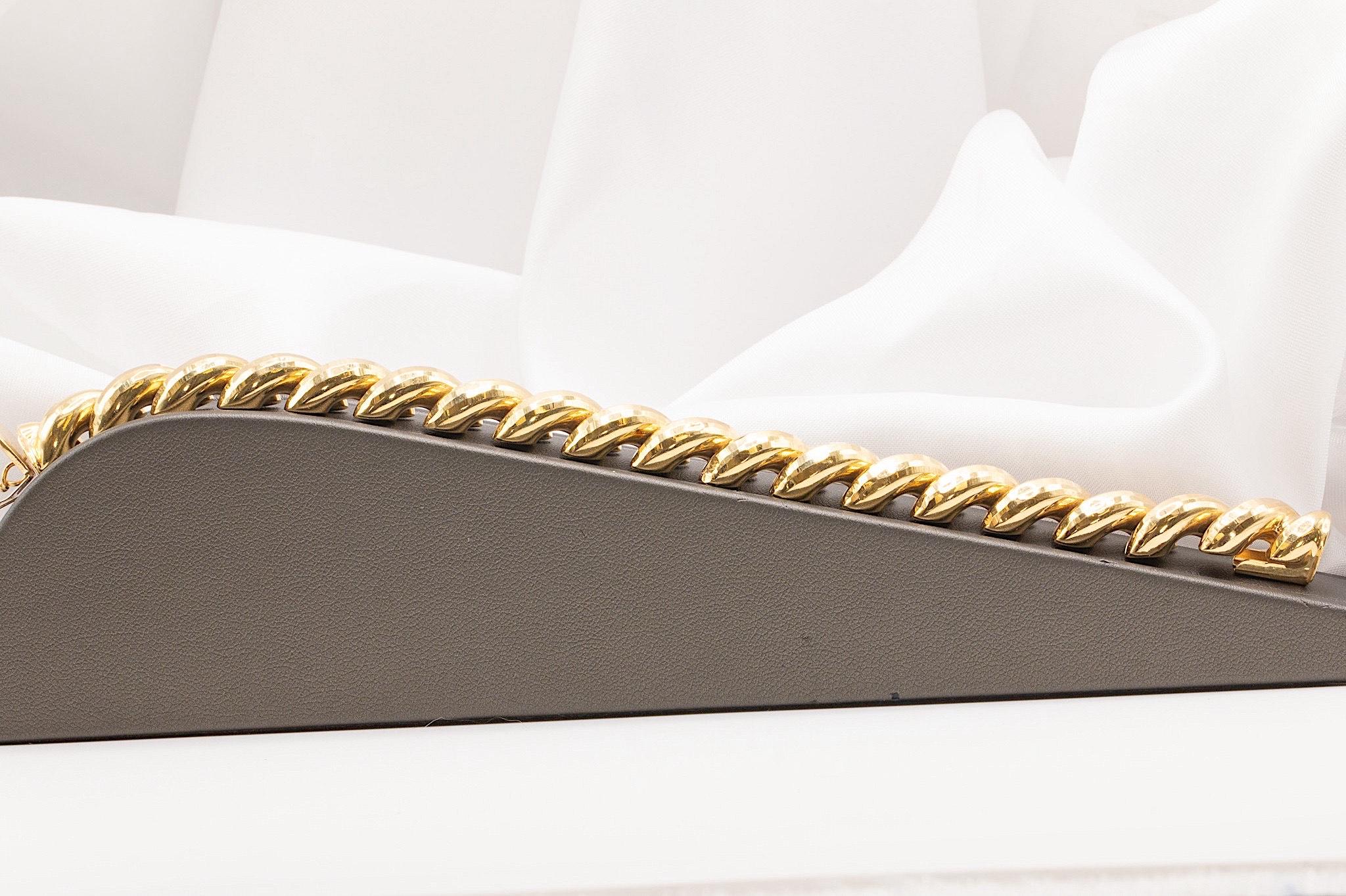 Retro Vintage 14k Yellow Gold Textured San Marco Bracelet For Sale