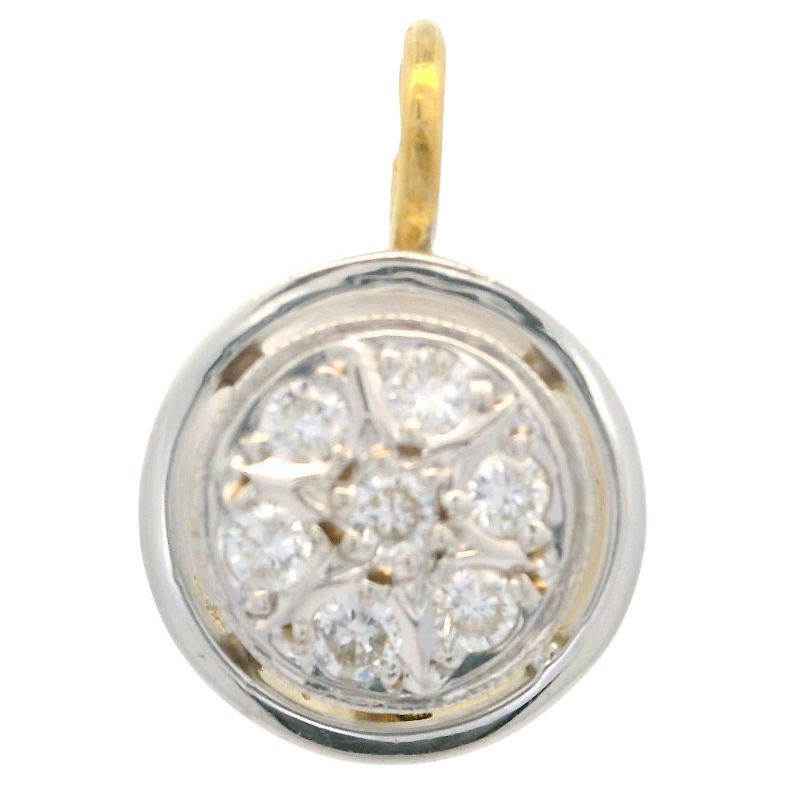 Vintage 14k Yellow & White Gold 0.28ctw Round Pave Diamond Charm Pendant