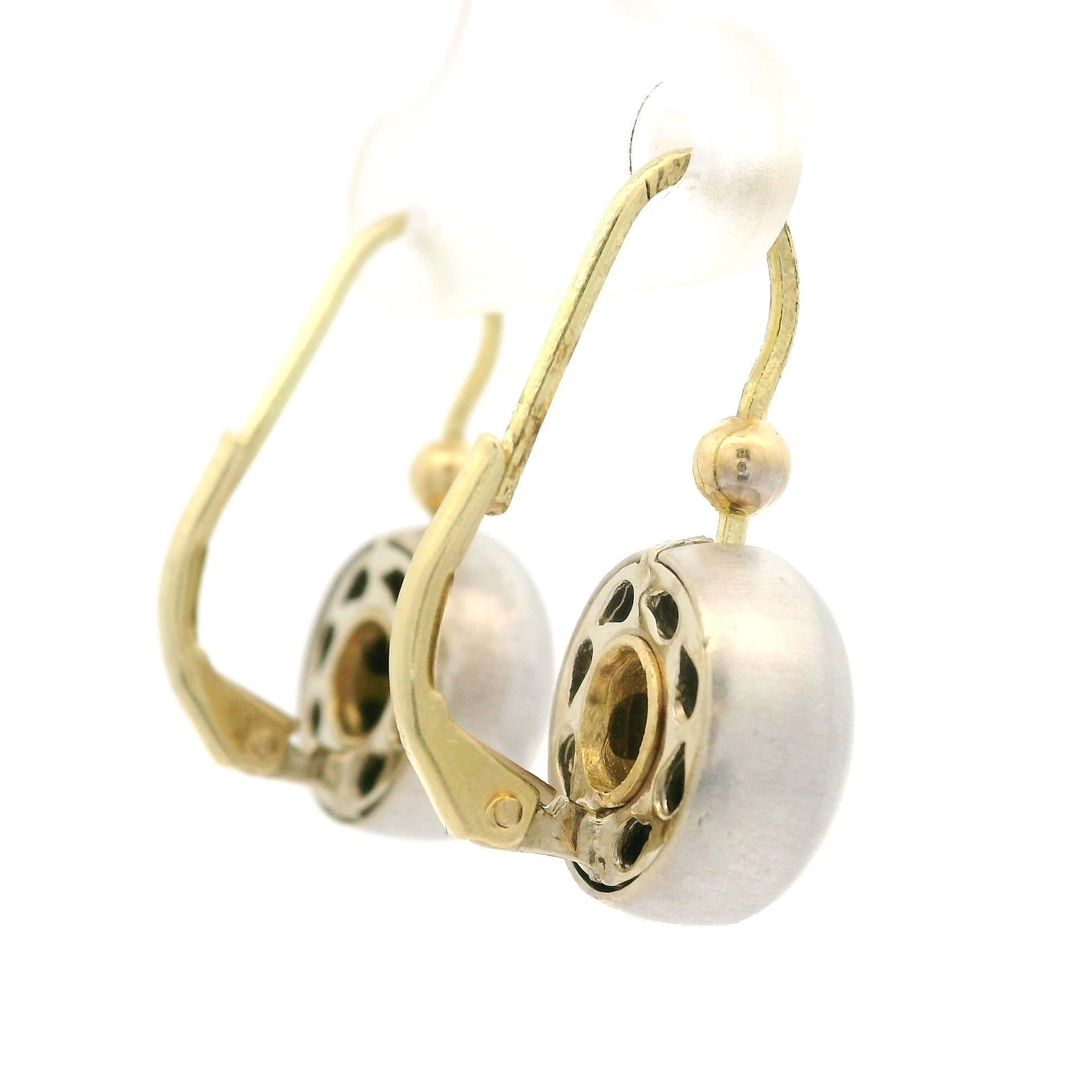 Pendientes colgantes vintage de oro amarillo y blanco de 14k con diamantes cepillados de 0,37 ctw en Bueno estado para la venta en Montclair, NJ