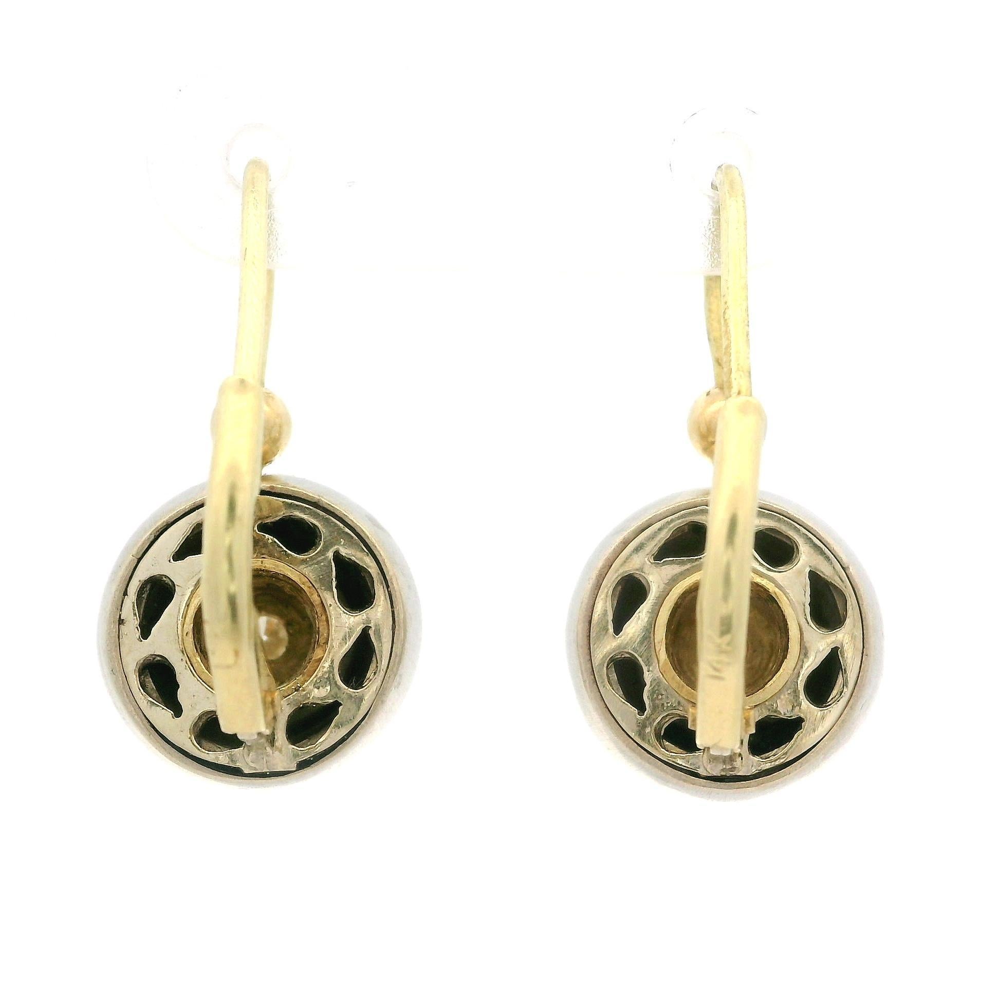 De las mujeres Pendientes colgantes vintage de oro amarillo y blanco de 14k con diamantes cepillados de 0,37 ctw en venta