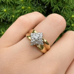 Vintage 14k Yellow & White Gold 0.45ctw Diamond Cluster Flower Ring