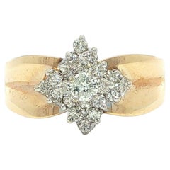 Vintage 14k Yellow & White Gold 0.45ctw Diamond Cluster Flower Ring