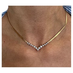 Collar vintage de diamantes de oro amarillo y blanco de 14 quilates y 1,25 quilates totales