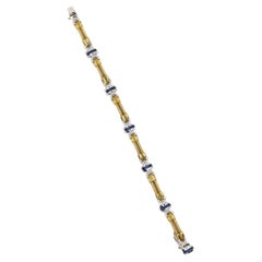 Vintage 14K Yellow & White Gold Diamond Sapphire Bracelet