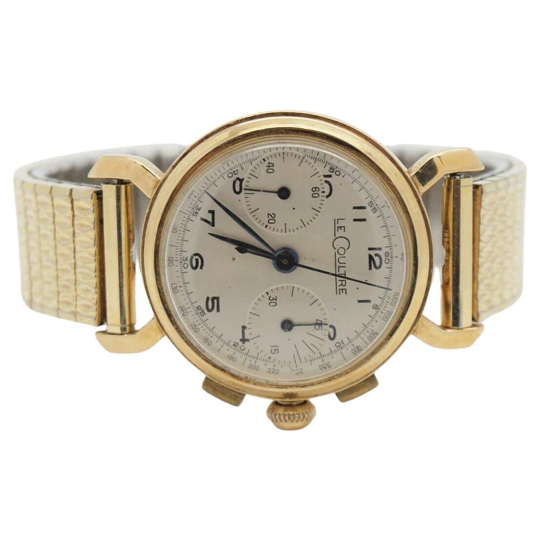 Vintage 14k Yellow & White Gold LeCoultre Automatic Chronograph Watch 30mm