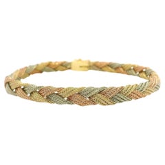 Vintage 14k Yellow White
Rose Gold Woven Textured Braided Mesh Bracelet